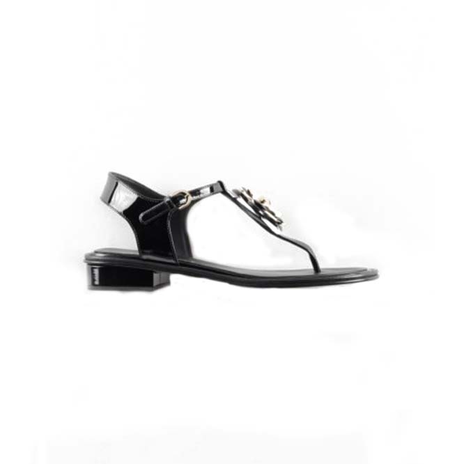 Ch*el sandals patent calfskin & metalblack g39165 x56607 k4426